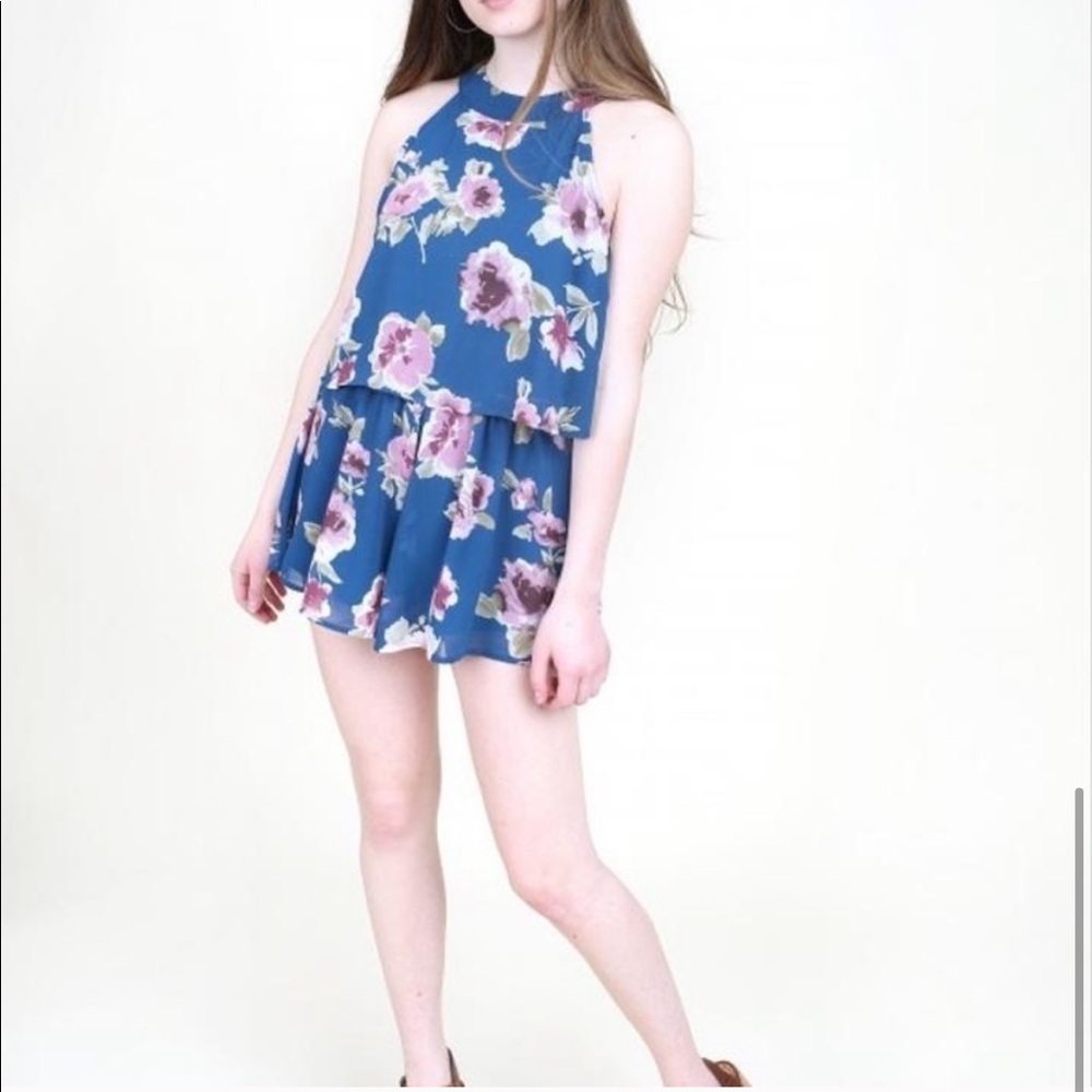 Altar’d State Blue Ramona Floral Romper